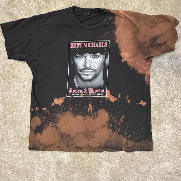 Other - Bret Michaels XL Concert T-shirt Roses & Thorns Bleached